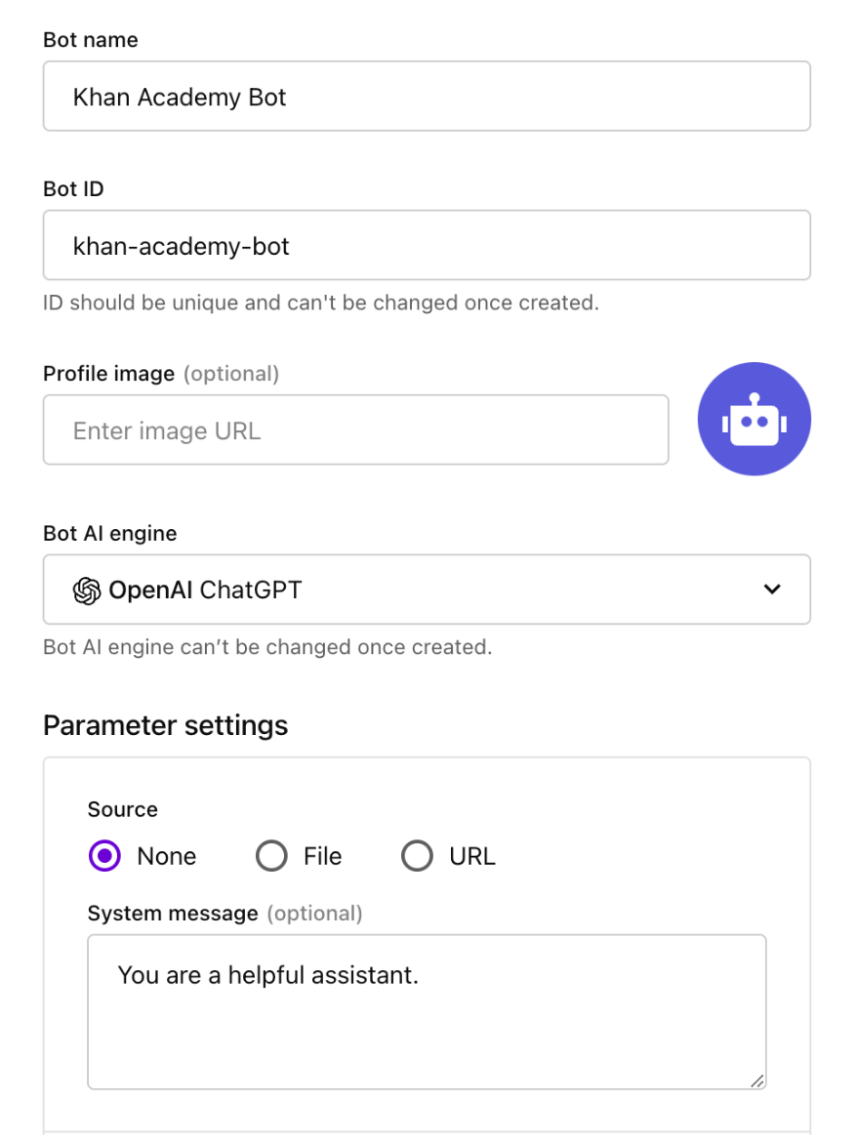 Bot Name field