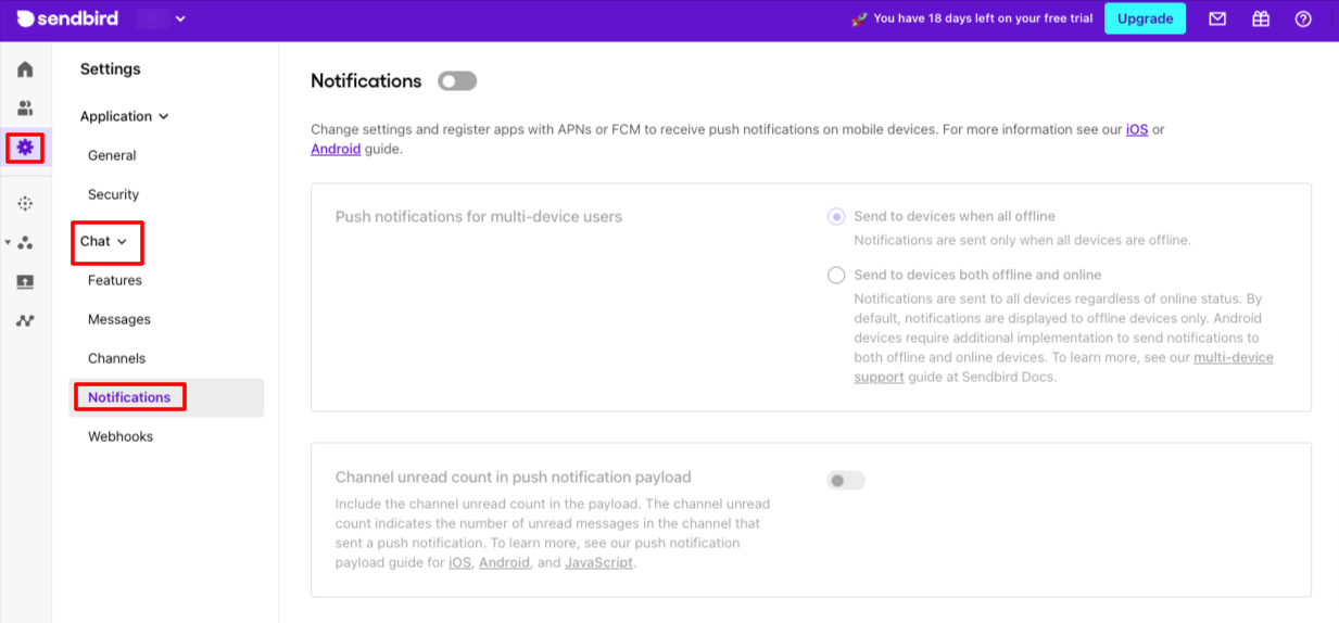 Sign in to the Sendbird dashboard