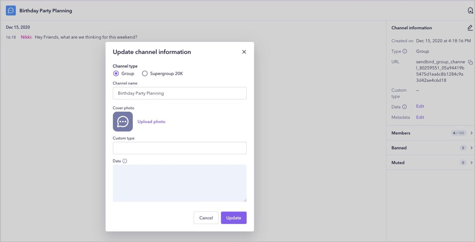 How to update channel information