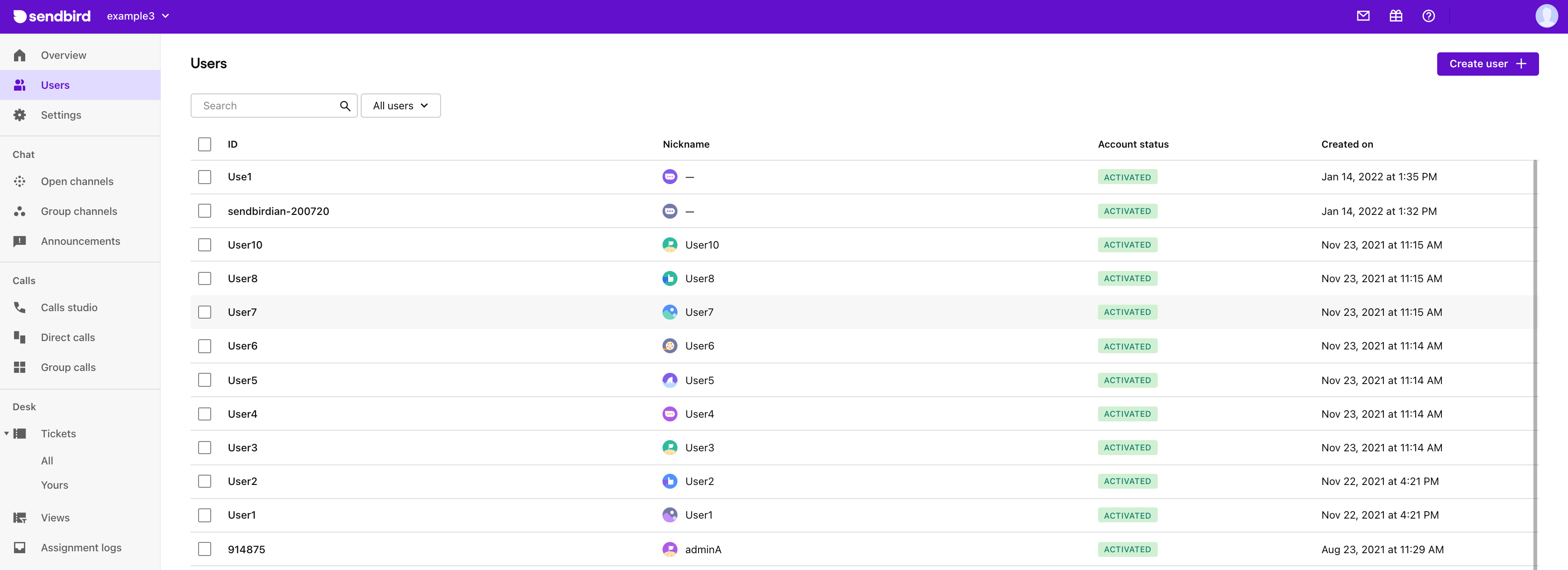 Sendbird Chat dashboard product image